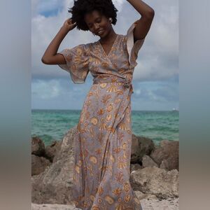 NEW CAROLINA K Coral Reef Wrap Maxi Dress